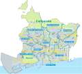 Detailed map of districts of Barcelona.