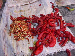 Piments en Kabylie, épice importante de la cuisine algérienne.