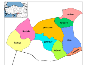 Hartă de poziționare pentru Gaziantep