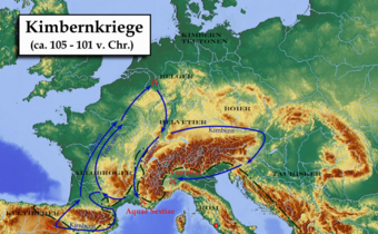 Züge der Kimbern und Teutonen von 105 bis 101 v. Chr.