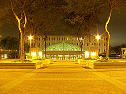 Malcolm A. Love Library and Library Addition at night