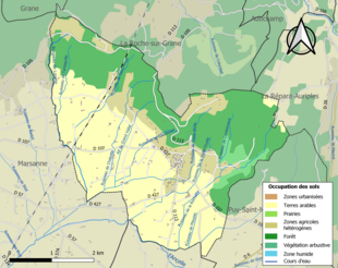 Carte en couleurs présentant l'occupation des sols.