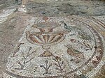 Mosaic depicting birds at a fountain