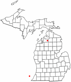 Location of Alba, Michigan