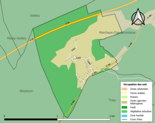 Carte en couleurs présentant l'occupation des sols.