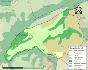 Carte en couleurs présentant l'occupation des sols.