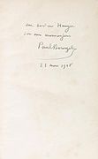 Envoi à Georges Heuyer, écriture autographe de Paul Bourget.