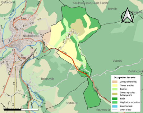 Carte en couleurs présentant l'occupation des sols.