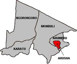 Arusha na mapě