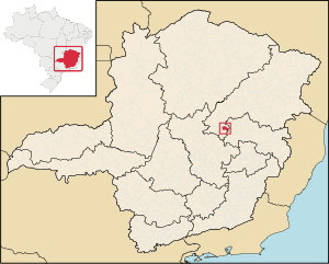 Map of the state of Minas Gerais, Brazil pointing Santo Antônio do Itambé