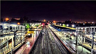 View from foot overbridge on a rainy day