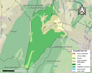 Carte en couleurs présentant l'occupation des sols.