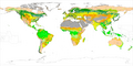 Image 13A chorochromatic map of world land cover, using hue, value, and saturation to differentiate nominal values (from Cartographic design)