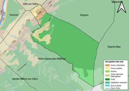 Carte en couleurs présentant l'occupation des sols.