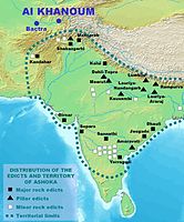 The distribution of the Edicts of Ashoka.[153]