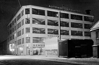 Automobilpalatset i hörnet Skolgatan/Trädgårdgatan, 1930-talet