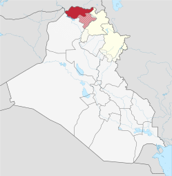 Provinsen Dahuks beliggenhed i Irak