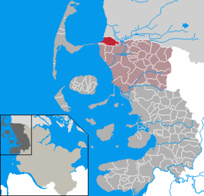 Poziția Rodenäs pe harta districtului Nordfriesland