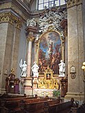 Chapelle latérale avec tableau représentant le martyre de saint Sébastien