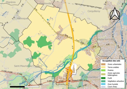 Carte des infrastructures et de l'occupation des sols de la commune en 2018 (CLC).