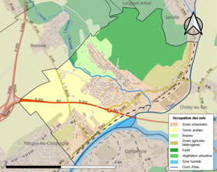 Carte en couleurs présentant l'occupation des sols.