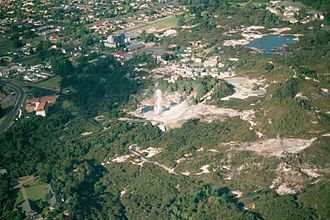 Vista aerea di Whakarewarewa