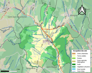 Carte en couleurs présentant l'occupation des sols.