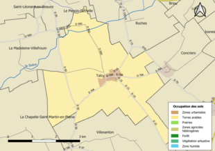 Carte en couleurs présentant l'occupation des sols.