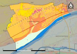 Carte géologique du territoire, bordée au sud par un socle alluvionnaire lié à la Loire