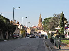 A view towards the church in Lézat-sur-Lèze