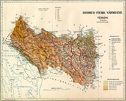 Modrus-Fiume vármegye domborzati térképe