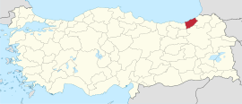 Location of the province within Turkey