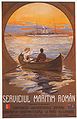 Une lotcă sur une affiche du Service maritime roumain de 1897, par le peintre Verona.