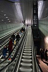 Metrostation Vijzelgracht, roltrappen zuidelijk stijgpunt, met 47 meter de langste van de Benelux, januari 2018