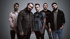 I Prevail in 2022. From Left to Right: Gabe Helguera, Eric Vanlerberghe, Brian Burkheiser, Steve Menoian and Dylan Bowman