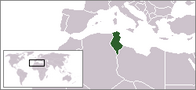 A map showing the location of Tunisia