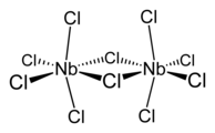 In NbCl5, there are two bridging and eight terminal chloride ligands.