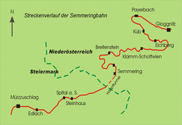 Semmeringspoorlijn op de kaart