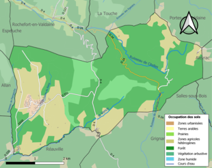 Carte en couleurs présentant l'occupation des sols.