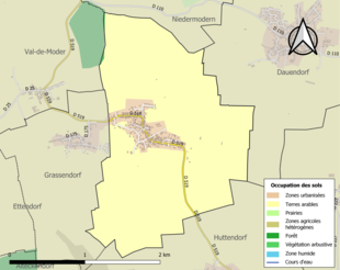 Carte en couleurs présentant l'occupation des sols.