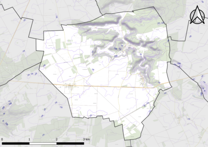 Carte montrant en couleurs le relief d'une commune