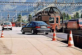 Unloading the car shuttle