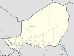 Mapa konturowa Nigru, na dole po prawej znajduje się punkt z opisem „N’Guigmi”