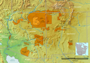 Mapa de la reserva a,l'interior de la Reserva Navajo