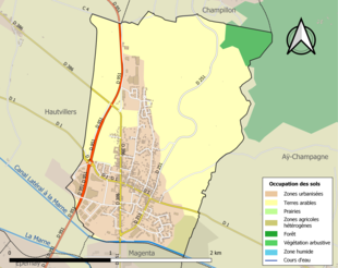 Carte en couleurs présentant l'occupation des sols.