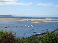 A dinghy race on the Dyfi estuary