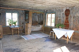 The interior of a kitchen.