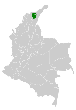 Distribución geográfica del curutié de Santa Marta.