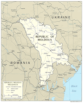 La version actuelle des frontières de la Moldavie ex-soviétique.