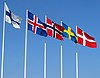 Flags of the Nordic countries outside the Bella Center, Copenhagen, 2004